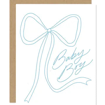 Blue Bow Baby Boy Card